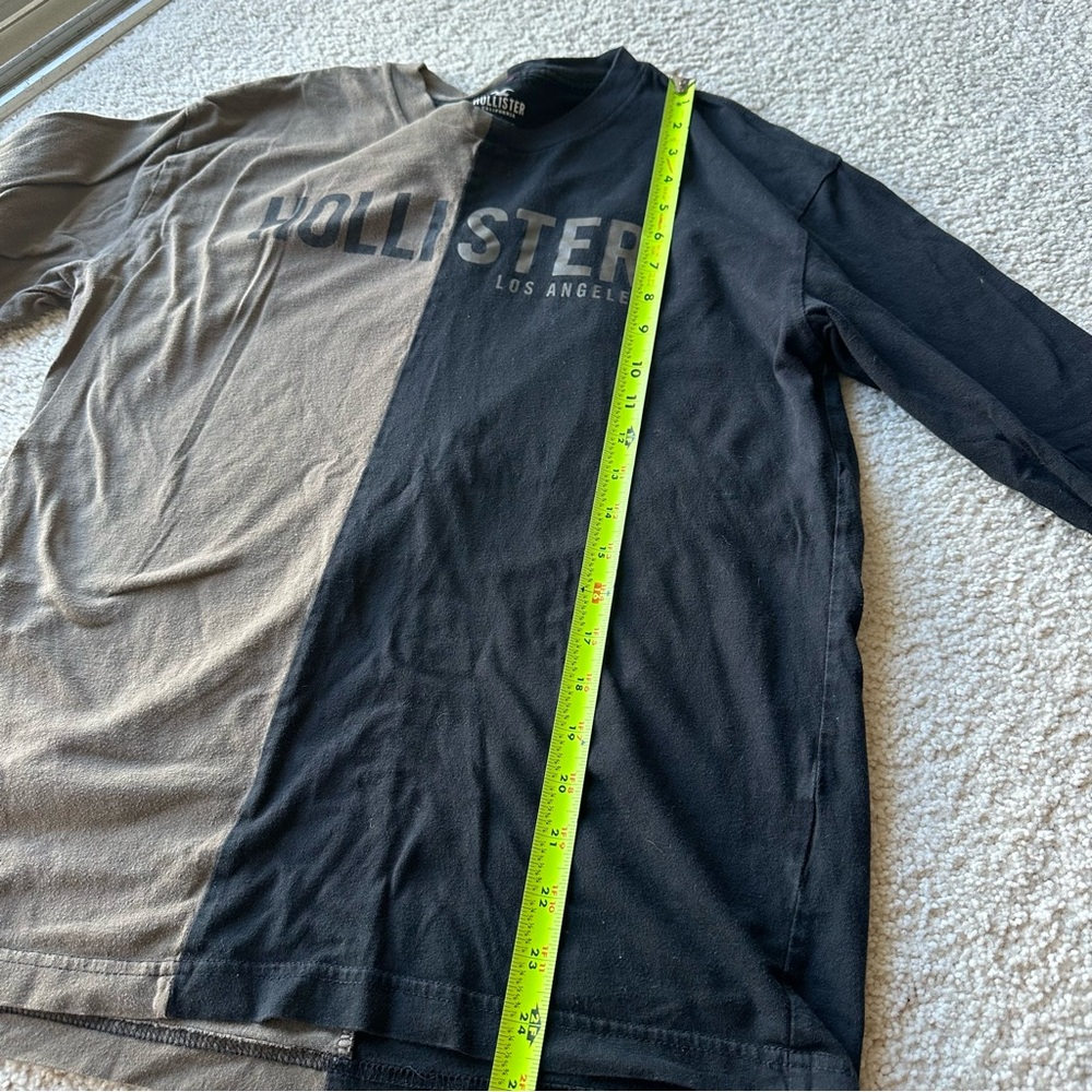Hollister XS Oversized Half Black Half Brown Long Sleeve Tee - Picture 5 of 7